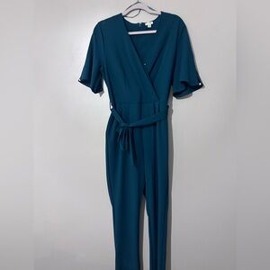 Elegant Teal Jumpsuit with Pearl sleeve  detail size 10